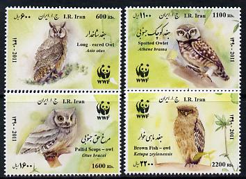 Iran 2011 WWF - Owls set of 4 unmounted mint , stamps on , stamps on  stamps on , stamps on  stamps on  wwf , stamps on  stamps on birds, stamps on  stamps on birds oif prey, stamps on  stamps on owls