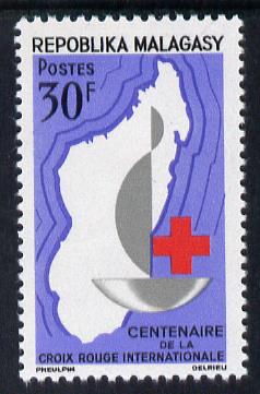 Malagasy Republic 1963 Red Cross Centenary 30f unmounted mint, SG 67, stamps on red cross