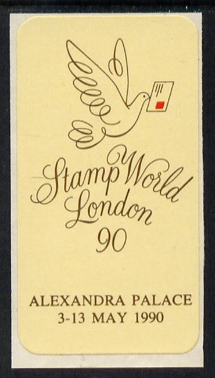 Cinderella - Great Britain 1990 Stamp World self adhesive Exhibition label , stamps on , stamps on  stamps on stamp exhibitions, stamps on  stamps on self adhesive, stamps on  stamps on cinderella