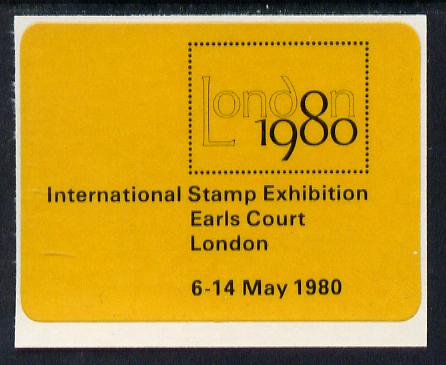 Cinderella - Great Britain 1980 London 1980 International Stamp Exhibition self adhesive label , stamps on , stamps on  stamps on stamp exhibitions, stamps on  stamps on self adhesive, stamps on  stamps on cinderella