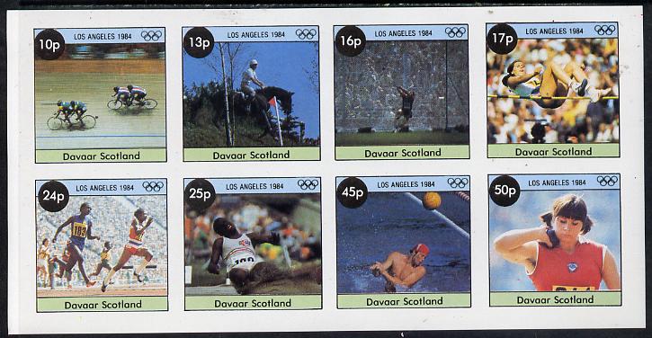 Davaar Island 1984 Los Angeles Olympic Games imperf  set of 8 values (10p to 50p) unmounted mint, stamps on , stamps on  stamps on sport   olympics   bicycles   equestrian   hammer   high jump   running    long jump    water polo   shot