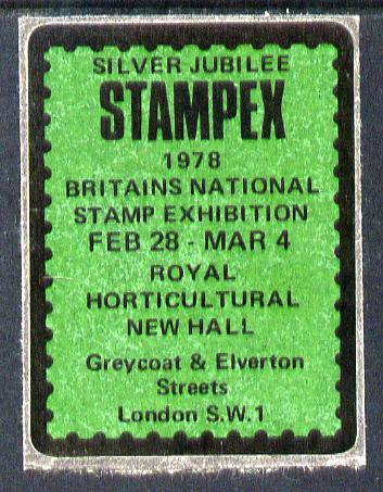 Cinderella - Great Britain 1978 Silver Jubilee Stampex self adhesive Exhibition label , stamps on , stamps on  stamps on stamp exhibitions, stamps on  stamps on self adhesive, stamps on  stamps on cinderella