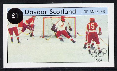 Davaar Island 1984 Los Angeles Olympic Games (Ice Hockey) imperf souvenir sheet (£1 value) unmounted mint, stamps on sport   olympics    ice hockey  