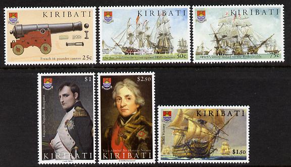 Kiribati 2005 Bicentenary of Battle of Trafalgar perf set of 6 unmounted mint SG 723-28, stamps on , stamps on  stamps on ships, stamps on  stamps on battles, stamps on  stamps on nelson, stamps on  stamps on victory, stamps on  stamps on napoleon