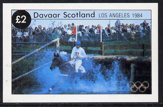 Davaar Island 1984 Los Angeles Olympic Games imperf deluxe sheet (£2 value showing 3-day Eventing) unmounted mint, stamps on sport   olympics   3-day eventing
