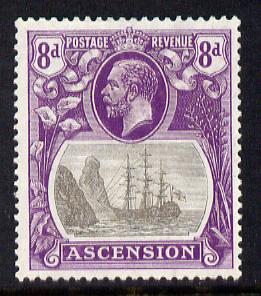 Ascension 1924-33 KG5 Badge 8d grey-black & bright violet single with variety 