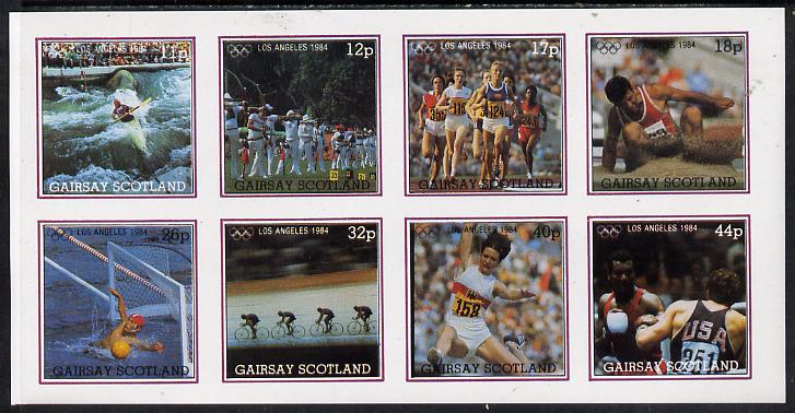 Gairsay 1984 Los Angeles Olympic Games imperf  set of 8 values (11p to 44p) unmounted mint, stamps on , stamps on  stamps on sport   olympics   canoe   archery    running    long jump    water polo   bicycles        boxing