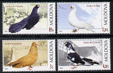 Moldova 2012 Birds - Pigeons perf set of 4 unmounted mint, stamps on birds, stamps on pigeons