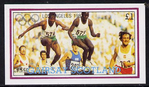 Gairsay 1984 Los Angeles Olympic Games (Steeplechase) imperf souvenir sheet (£1 value) unmounted mint, stamps on sport, stamps on olympics, stamps on steeplechase