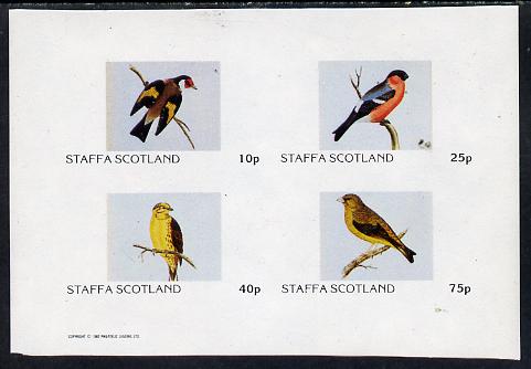 Staffa 1982 Finches imperf  set of 4 values (10p to 75p) unmounted mint, stamps on birds