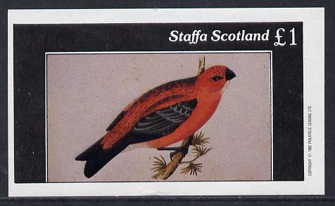 Staffa 1982 Finches imperf souvenir sheet (£1 value) unmounted mint, stamps on birds