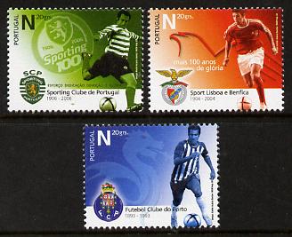 Portugal 2006 Football Clubs Centenaries perf set of 3 unmounted mint SG 3302-4, stamps on , stamps on  stamps on football