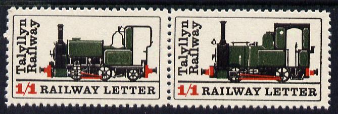 Cinderella - Great Britain Talyllyn Railway se-tenant pair of labels each denominated 1s1d for Railway Letters unmounted mint, stamps on , stamps on  stamps on cinderellas, stamps on  stamps on railways