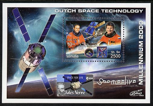 Somalia 2004 Dutch Space Technology #1 imperf m/sheet (with simulated perfs) unmounted mint. Note this item is privately produced and is offered purely on its thematic appeal , stamps on , stamps on  stamps on space, stamps on  stamps on satellites