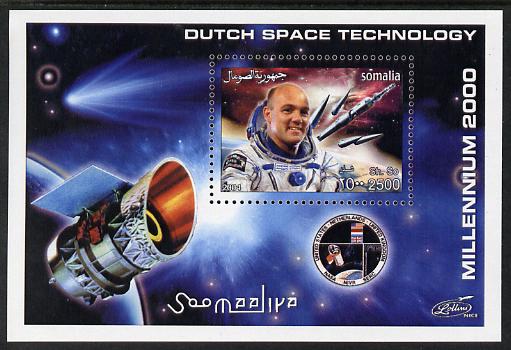 Somalia 2004 Dutch Space Technology #2 imperf m/sheet (with simulated perfs) unmounted mint. Note this item is privately produced and is offered purely on its thematic appeal , stamps on , stamps on  stamps on space, stamps on  stamps on satellites