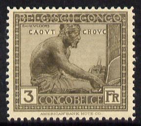 Belgian Congo 1923 Rubber Worker 3f sepia unmounted mint SG 138, stamps on trees, stamps on rubber