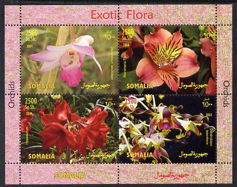 Somalia 2004 Exotic Flora - Orchidss perf sheetlet containing 4 values unmounted mint. Note this item is privately produced and is offered purely on its thematic appeal, stamps on , stamps on  stamps on flowers, stamps on  stamps on orchids