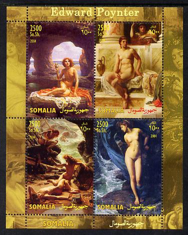 Somalia 2004 Paintings by Edward Poynter perf sheetlet containing 4 values unmounted mint. Note this item is privately produced and is offered purely on its thematic appe..., stamps on arts, stamps on nudes, stamps on poynter