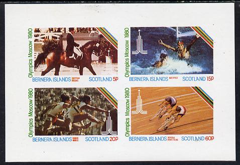 Bernera 1980 Olympic Games imperf  set of 4 values (5p to 60p) unmounted mint, stamps on , stamps on  stamps on sport  olympics    dressage   water polo     hurdles    bicycles