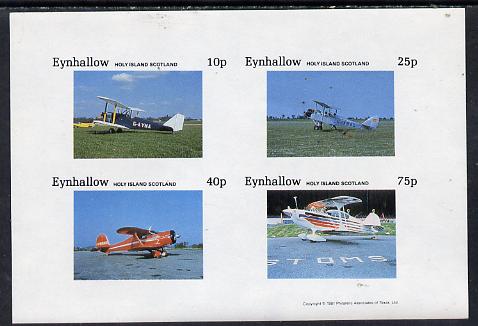 Eynhallow 1981 Bi-Planes  #1 imperf  set of 4 values (10p to 75p) unmounted mint, stamps on , stamps on  stamps on aviation