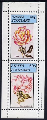 Staffa 1981 Roses #2 (Peace & Queen Elizabeth) perf  set of 2 values (40p & 60p) unmounted mint, stamps on flowers    roses    peace