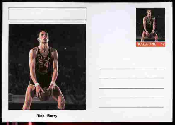 Palatine (Fantasy) Personalities - Rick Barry (basketball) postal stationery card unused and fine, stamps on personalities, stamps on sport, stamps on basketball