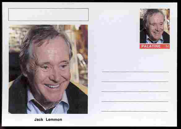 Palatine (Fantasy) Personalities - Jack Lemmon (comic actor) postal stationery card unused and fine, stamps on , stamps on  stamps on personalities, stamps on  stamps on films, stamps on  stamps on cinema, stamps on  stamps on movies, stamps on  stamps on comedy, stamps on  stamps on 