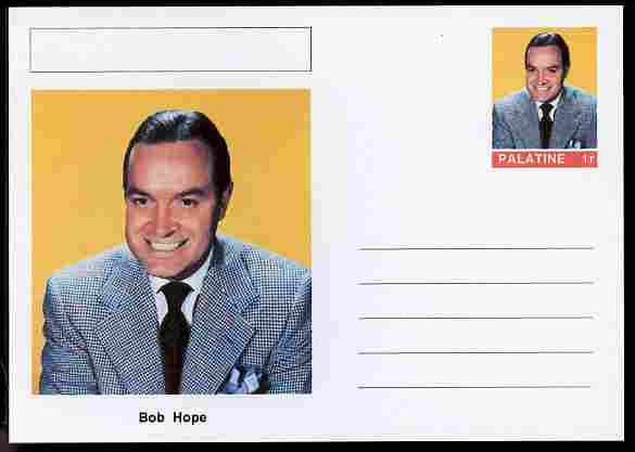 Palatine (Fantasy) Personalities - Bob Hope (comic actor) postal stationery card unused and fine, stamps on , stamps on  stamps on personalities, stamps on  stamps on films, stamps on  stamps on cinema, stamps on  stamps on movies, stamps on  stamps on comedy, stamps on  stamps on golf