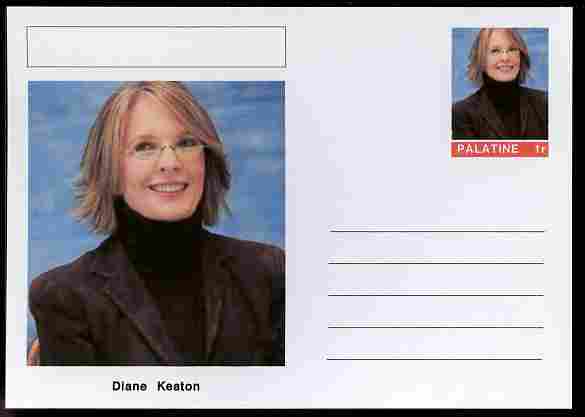 Palatine (Fantasy) Personalities - Diane Keaton (actress) postal stationery card unused and fine, stamps on personalities, stamps on films, stamps on cinema, stamps on movies, stamps on women