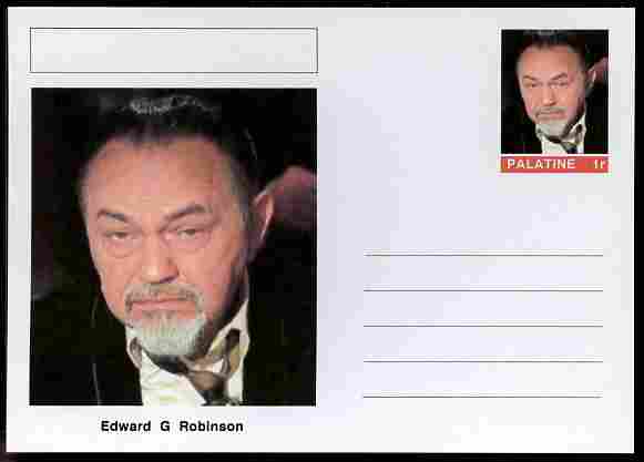 Palatine (Fantasy) Personalities - Edward G Robinson (actor) postal stationery card unused and fine, stamps on personalities, stamps on films, stamps on cinema, stamps on movies, stamps on 