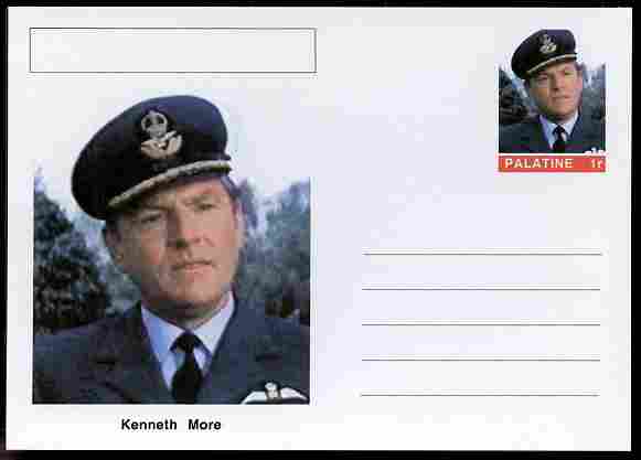 Palatine (Fantasy) Personalities - Kenneth More (actor) postal stationery card unused and fine, stamps on , stamps on  stamps on personalities, stamps on  stamps on films, stamps on  stamps on cinema, stamps on  stamps on movies, stamps on  stamps on 