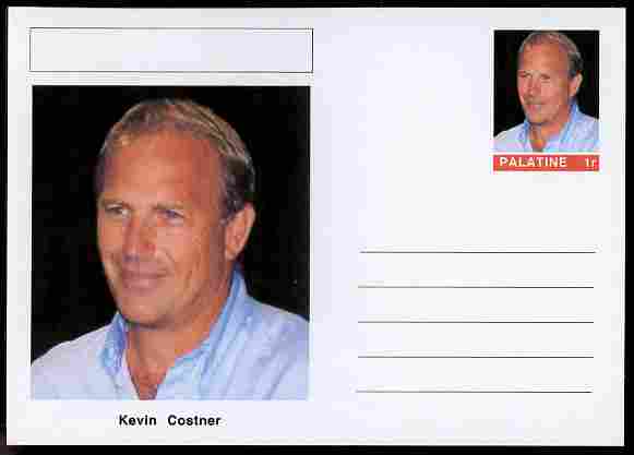 Palatine (Fantasy) Personalities - Kevin Costner (actor) postal stationery card unused and fine