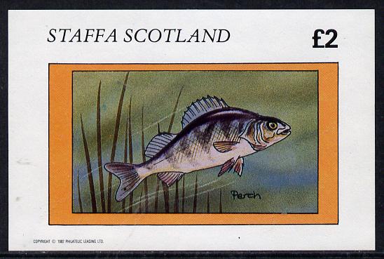 Staffa 1982 Fish #09 (Perch) imperf deluxe sheet (£2 value) unmounted mint, stamps on fish     marine-life