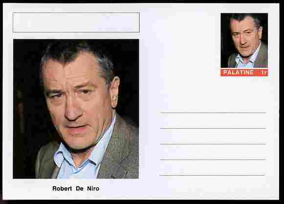 Palatine (Fantasy) Personalities - Robert De Niro (actor) postal stationery card unused and fine, stamps on , stamps on  stamps on personalities, stamps on  stamps on films, stamps on  stamps on cinema, stamps on  stamps on movies, stamps on  stamps on 