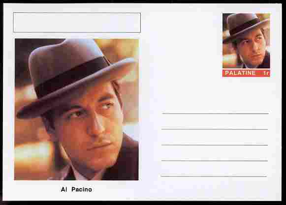 Palatine (Fantasy) Personalities - Al Pacino (actor) postal stationery card unused and fine, stamps on personalities, stamps on films, stamps on cinema, stamps on movies, stamps on 