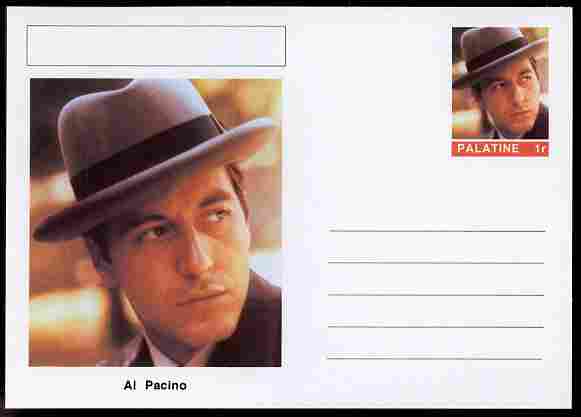 Palatine (Fantasy) Personalities - Al Pacino (actor) postal stationery card unused and fine, stamps on , stamps on  stamps on personalities, stamps on  stamps on films, stamps on  stamps on cinema, stamps on  stamps on movies, stamps on  stamps on 