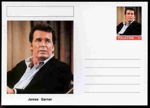 Palatine (Fantasy) Personalities - James Garner (actor) postal stationery card unused and fine, stamps on personalities, stamps on films, stamps on cinema, stamps on movies, stamps on 