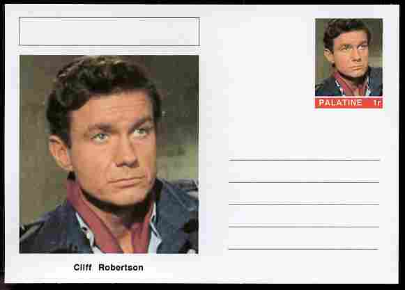 Palatine (Fantasy) Personalities - Cliff Robertson (actor) postal stationery card unused and fine, stamps on personalities, stamps on films, stamps on cinema, stamps on movies, stamps on 