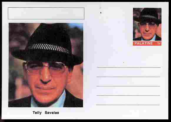 Palatine (Fantasy) Personalities - Telly Savalas (actor) postal stationery card unused and fine, stamps on , stamps on  stamps on personalities, stamps on  stamps on films, stamps on  stamps on cinema, stamps on  stamps on movies, stamps on  stamps on 