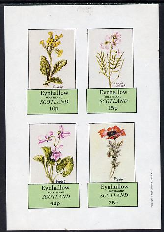Eynhallow 1981 Flowers #02 (Cowslip, Lady's Smock, violet & Poppy) imperf  set of 4 values (10p to 75p) unmounted mint, stamps on flowers