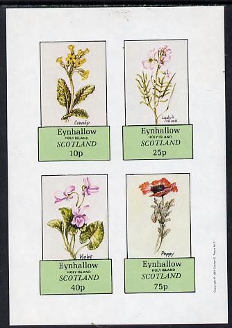 Eynhallow 1981 Flowers #02 (Cowslip, Lady's Smock, violet & Poppy) imperf  set of 4 values (10p to 75p) unmounted mint, stamps on , stamps on  stamps on flowers