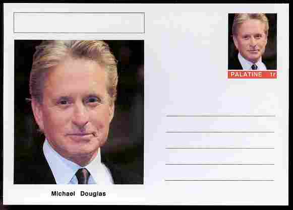 Palatine (Fantasy) Personalities - Michael Douglas (actor) postal stationery card unused and fine, stamps on , stamps on  stamps on personalities, stamps on  stamps on films, stamps on  stamps on cinema, stamps on  stamps on movies, stamps on  stamps on 