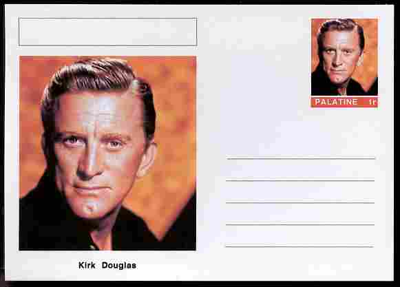 Palatine (Fantasy) Personalities - Kirk Douglas (actor) postal stationery card unused and fine, stamps on , stamps on  stamps on personalities, stamps on  stamps on films, stamps on  stamps on cinema, stamps on  stamps on movies, stamps on  stamps on 