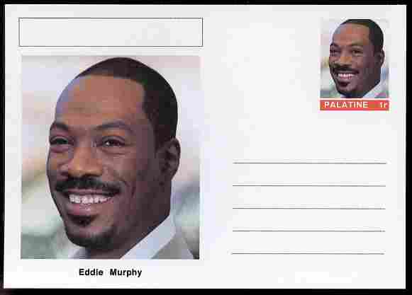 Palatine (Fantasy) Personalities - Eddie Murphy (comic actor) postal stationery card unused and fine, stamps on personalities, stamps on films, stamps on cinema, stamps on movies, stamps on comedy, stamps on 