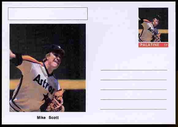 Palatine (Fantasy) Personalities - Mike Scott (baseball) postal stationery card unused and fine, stamps on , stamps on  stamps on personalities, stamps on  stamps on sport, stamps on  stamps on baseball