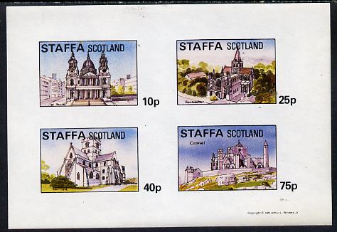 Staffa 1981 Cathedrals (St Pauls, Rochester, Carlisle & Cashel) imperf  set of 4 values (10p to 75p) unmounted mint, stamps on , stamps on  stamps on churches      cathedrals