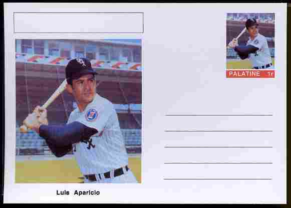 Palatine (Fantasy) Personalities - Luis Aparicio (baseball) postal stationery card unused and fine, stamps on personalities, stamps on sport, stamps on baseball