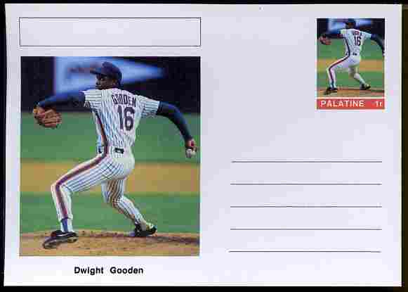 Palatine (Fantasy) Personalities - Dwight Gooden (baseball) postal stationery card unused and fine, stamps on , stamps on  stamps on personalities, stamps on  stamps on sport, stamps on  stamps on baseball