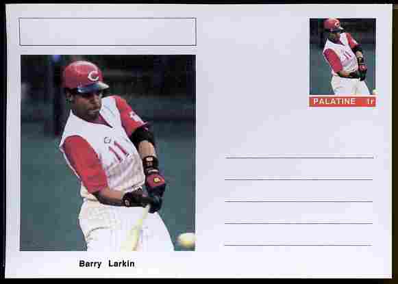 Palatine (Fantasy) Personalities - Barry Larkin (baseball) postal stationery card unused and fine, stamps on personalities, stamps on sport, stamps on baseball