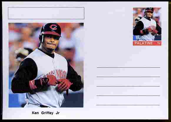 Palatine (Fantasy) Personalities - Ken Griffey Jr (baseball) postal stationery card unused and fine, stamps on personalities, stamps on sport, stamps on baseball